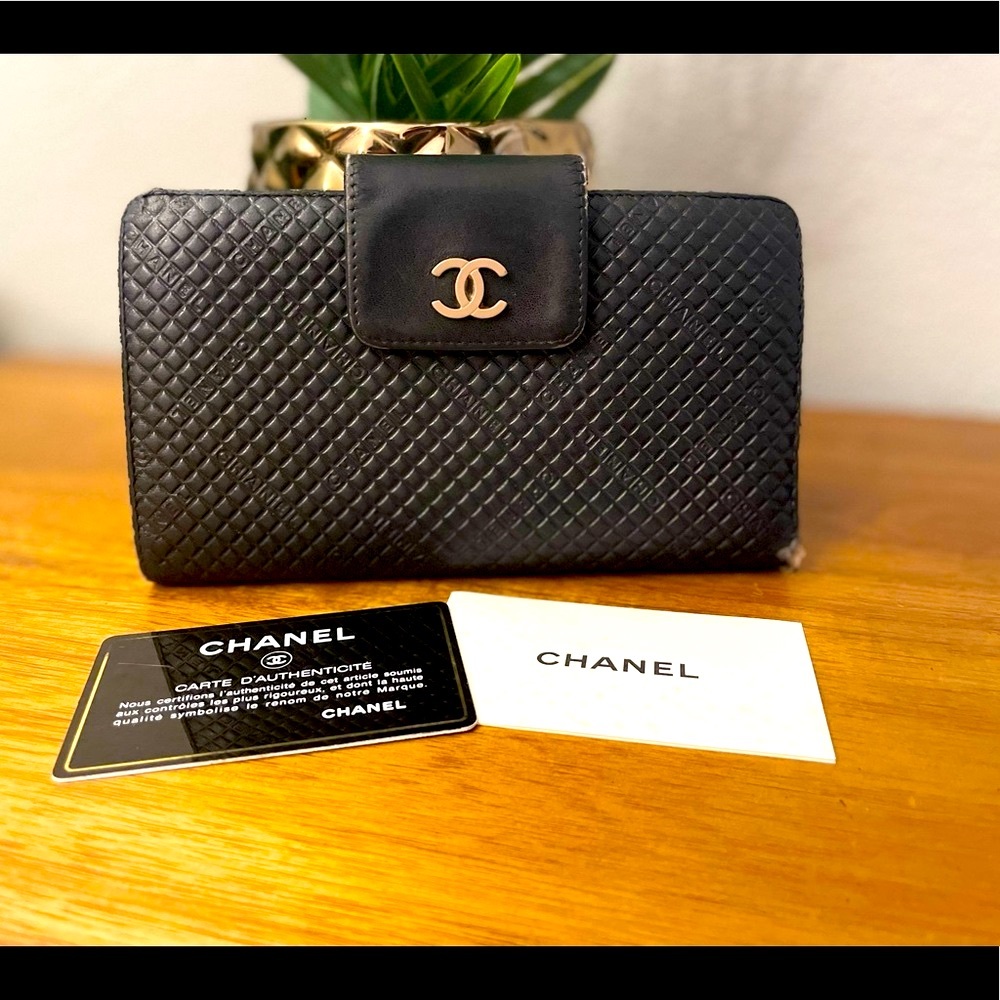 COPY - CHANEL Lambskin Diamond Quilted Black Large Wallet 💯 AUTHENTIC